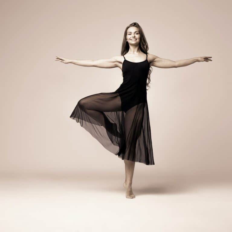 Ballet woman studio monochrome portrait