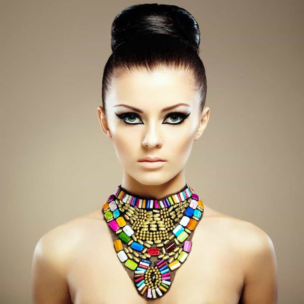 Portrait of young beautiful woman with jewelry