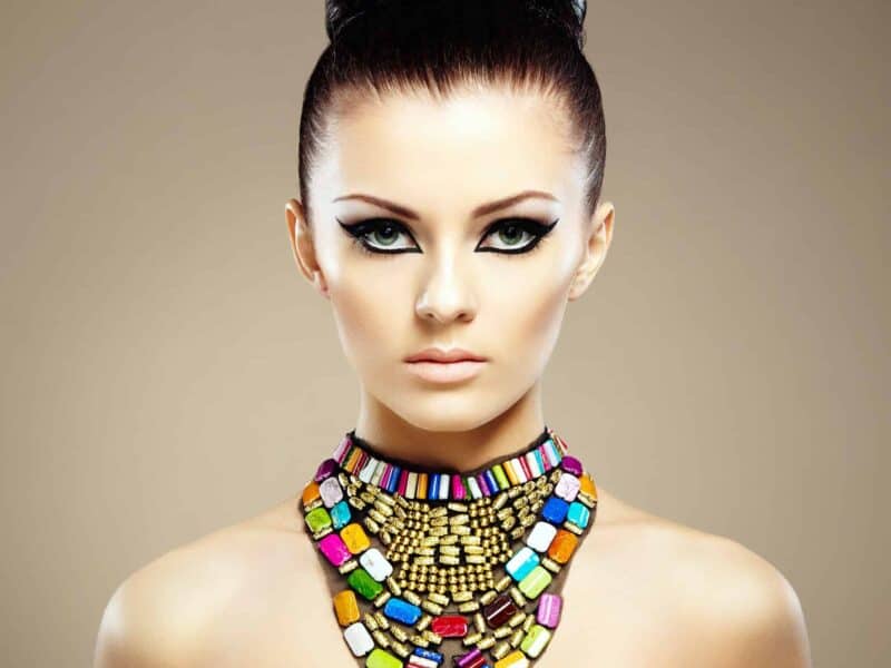 Portrait of young beautiful woman with jewelry