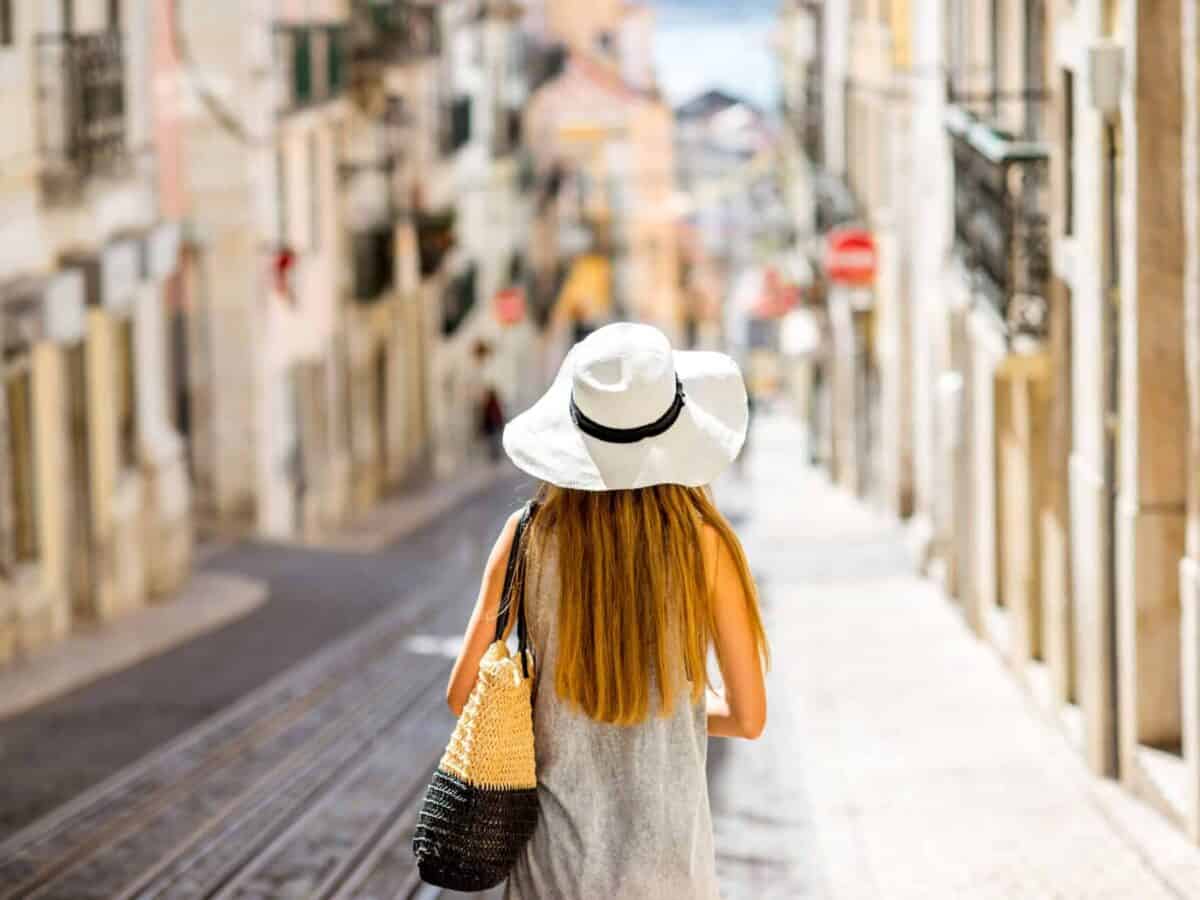 Woman traveling in Lisbon, Portugal